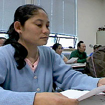 Utica refugee, attending english lessons