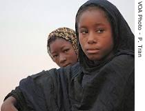 Mauritanian nomad children,Messaouda and Lala Fatma in Marseique village  