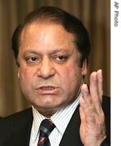 Former Pakistani Prime Minister Nawaz Sharif during a news conference in central London, 30 Aug 2007