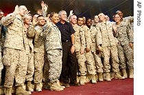 President Bush with US troops in Anbar province