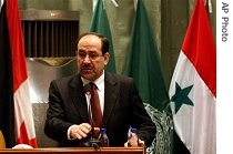 Iraqi Prime Minister Nouri al-Maliki addresses a daylong conference in Baghdad between officials from Iraq's neighbors and other Middle East countries Sunday, 09 Sept. 2007