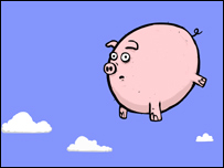 Cartoon of flying pig