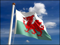A red dragon on the Welsh flag