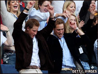 Princes William and Harry watching the Diana concert