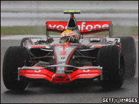 Hamilton driving to victory in the Japanese Grand Prix