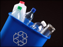 Recycling cans and plastic bottles