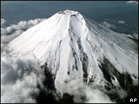 The peak of Mount Fuji, Japan