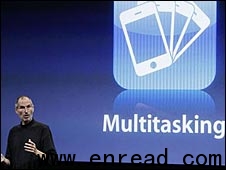 Steve Jobs gave a demonstration of the multi-tasking feature