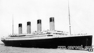 The Titanic, bound for New York City, sank on her maiden crossing of the Atlantic Ocean