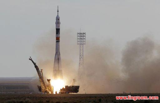 The Soyuz-FG rocket booster with Soyuz TMA-05M space ship carrying a new crew to the International Space Station, ISS, blasts off from the Russian leased Baikonur cosmodrome, Kazakhstan, Sunday, July 15, 2012.