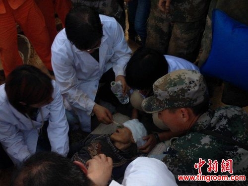In the very epicenter of the quake, an 88-year-old woman was pulled out of the rubble after being buried for about 50 hours.