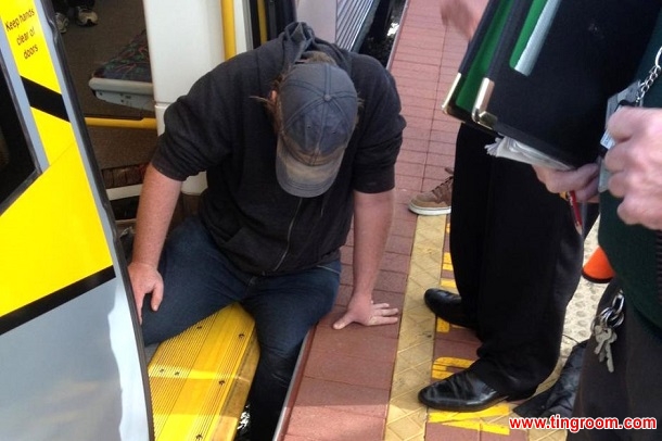 A man’s leg became stuck while boarding a train in Perth, Australia.