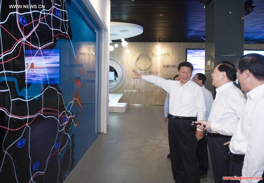 Chinese President Xi Jinping visits the planning exhibition hall of Zhoushan City, east China