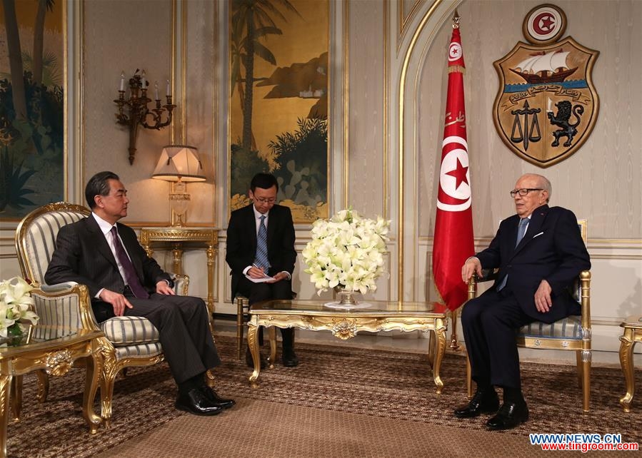 Chinese Foreign Minister Wang Yi has arrived in Tunisia for an official visit. On Friday he met with Tunisian President Beji Caid Essebsi and Prime Minister Habib Essid in Tunis.